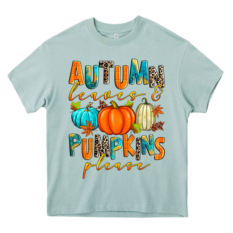 Autumn Leaves And Pumpkins Please Heavy Core Tee by Zillion Design Studio | Teevron
