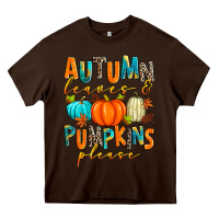 Chocolate Brown autumn leaves and pumpkins please Heavy Core Tee - Zillion Design Studio