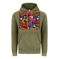 Vintage Olive 4th of july american hearts Vintage Hoodie - Jasminsmagicworld