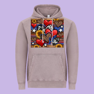 4th Of July American Hearts Vintage Hoodie Designed By Jasminsmagicworld