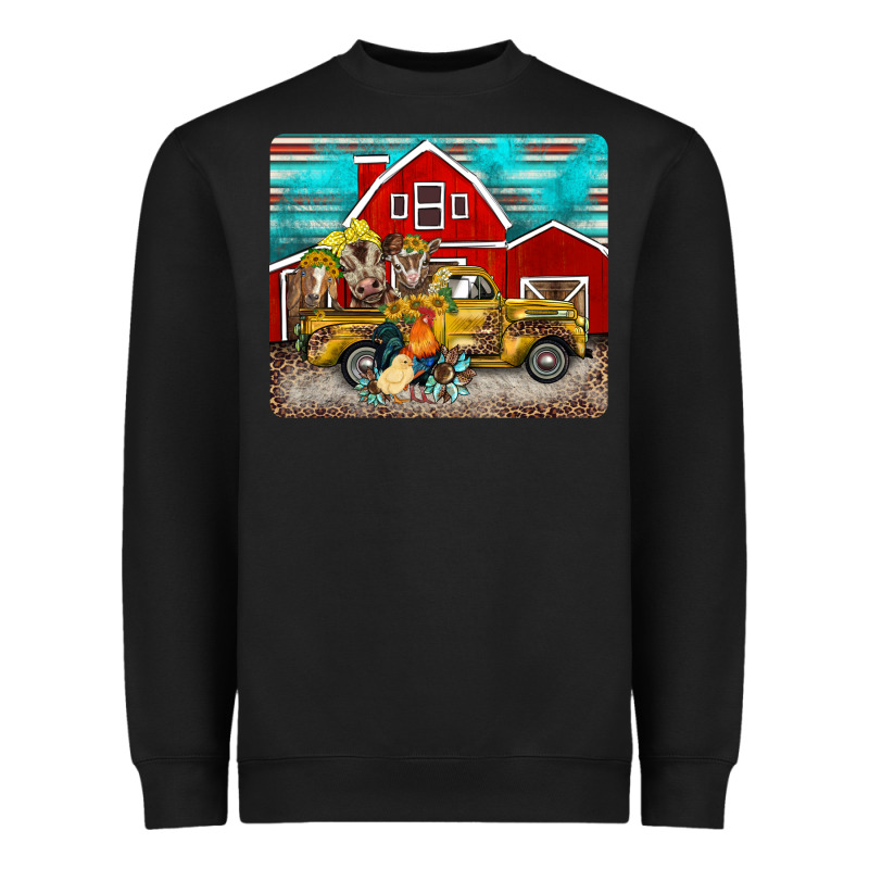 Western Truck Farm Animals Mousepad Heavyweight Sweatshirt by BarkalooDesign | Teevron