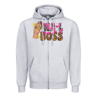 Heather Grey nail boss bbs Zipper Hoodie - BundleAndBundleShop