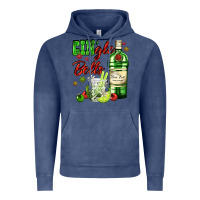Vintage Denim gin`gle bells with bottle and cocktail Vintage Hoodie - AdoDesignShop