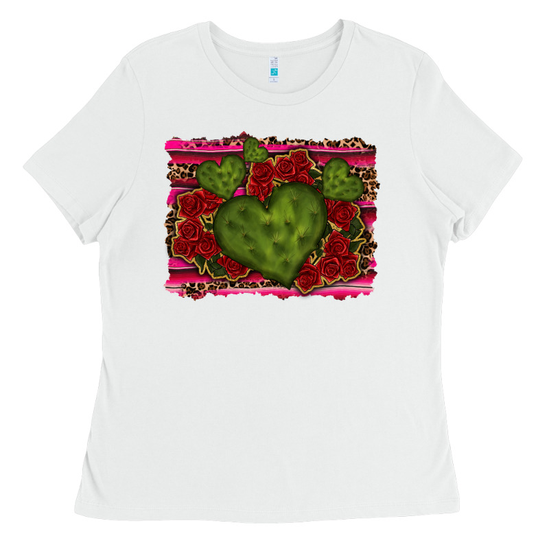 Valentine Cactus Heart With Roses Ladies Tee by RanaPortraitStore | Teevron