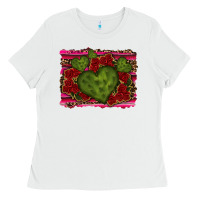 White Valentine Cactus Heart with Roses Ladies Tee - RanaPortraitStore