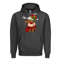 Charcoal Heather christmas baby deer Zipper Hoodie - MaliasSmallBusiness