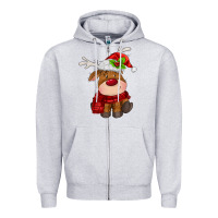 Heather Grey christmas baby deer Zipper Hoodie - MaliasSmallBusiness