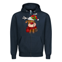 Navy christmas baby deer Zipper Hoodie - MaliasSmallBusiness
