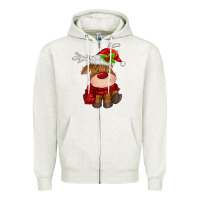 Oatmeal Heather christmas baby deer Zipper Hoodie - MaliasSmallBusiness