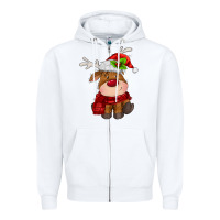 White christmas baby deer Zipper Hoodie - MaliasSmallBusiness