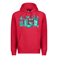 Cardinal Ovarian Cancer coffee cups teal ribbon Premium Hoodie - NancyCooperArtShop