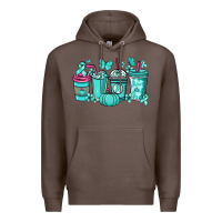 Coffee Ovarian Cancer coffee cups teal ribbon Premium Hoodie - NancyCooperArtShop
