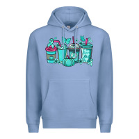 Colony Blue Ovarian Cancer coffee cups teal ribbon Premium Hoodie - NancyCooperArtShop