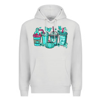 Dove Grey Ovarian Cancer coffee cups teal ribbon Premium Hoodie - NancyCooperArtShop