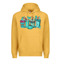 Mustard Ovarian Cancer coffee cups teal ribbon Premium Hoodie - NancyCooperArtShop