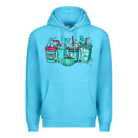 Ocean Blue Ovarian Cancer coffee cups teal ribbon Premium Hoodie - NancyCooperArtShop