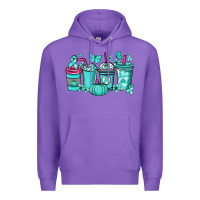 Purple Ovarian Cancer coffee cups teal ribbon Premium Hoodie - NancyCooperArtShop