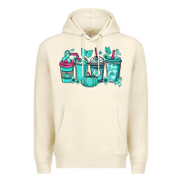 Sandshell Ovarian Cancer coffee cups teal ribbon Premium Hoodie - NancyCooperArtShop