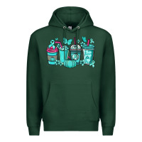 Sports Green Ovarian Cancer coffee cups teal ribbon Premium Hoodie - NancyCooperArtShop