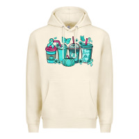 Tofu Ovarian Cancer coffee cups teal ribbon Premium Hoodie - NancyCooperArtShop