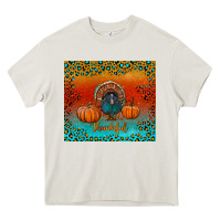 Cream thankful with turkey and pumpkins Heavy Core Tee - RanaPortraitStore