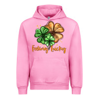 Fuchsia Pink Feeling lucky with clover Urban Hoodie - HowdyJamesFarm