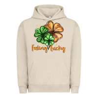 Pigment French Oak Feeling lucky with clover Urban Hoodie - HowdyJamesFarm