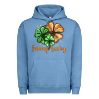 Pigment Pebble Blue Feeling lucky with clover Urban Hoodie - HowdyJamesFarm