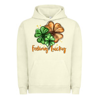 Pigment Pistachio Feeling lucky with clover Urban Hoodie - HowdyJamesFarm
