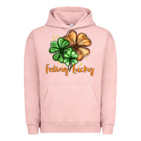 Pigment Salmon Feeling lucky with clover Urban Hoodie - HowdyJamesFarm
