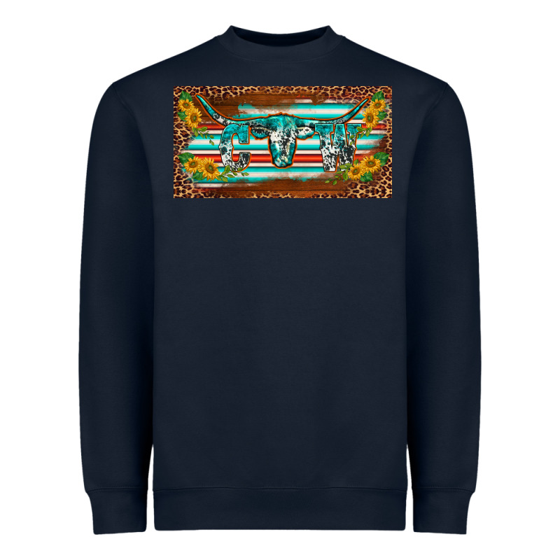 Western Howdy Cowgirl Leopard Serape   License Plate Template Heavyweight Sweatshirt by BarkalooDesign | Teevron