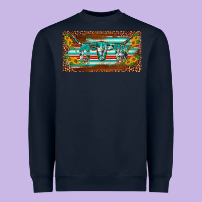 Western Howdy Cowgirl Leopard Serape   License Plate Template Heavyweight Sweatshirt Designed By Barkaloodesign