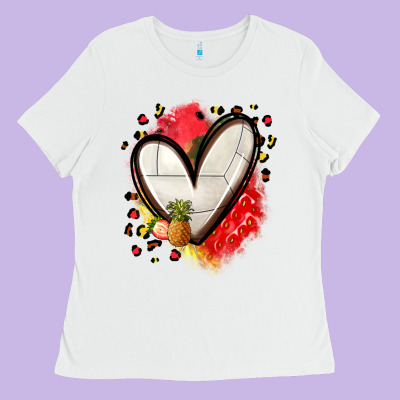 Fruits And Volleyball Heart Ladies Tee Designed By Zillion Design Studio