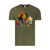 Vintage Olive cluck it coop animals hen and chick aztec serape leopard Vintage Tee - Artiststas