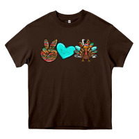 Chocolate Brown peace love thanksgiving turkey Heavy Core Tee - RanaPortraitStore