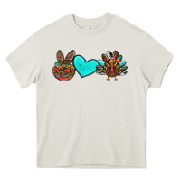 Cream peace love thanksgiving turkey Heavy Core Tee - RanaPortraitStore