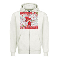 Oatmeal Heather candy cane gnome Zipper Hoodie - MaliasSmallBusiness