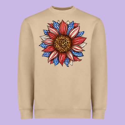 American Flag Sunflower Heavyweight Sweatshirt Designed By Lillyallendesigns