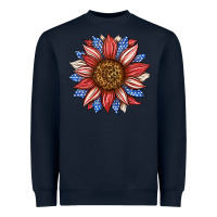 Navy American Flag Sunflower Heavyweight Sweatshirt - LillyAllenDesigns