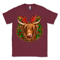 Burgundy christmas highland cow mistletoe Christmas Classic Tee - Jasminsmagicworld