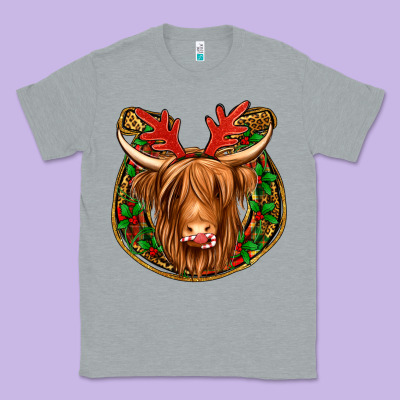 Christmas Highland Cow Mistletoe Christmas Classic Tee Designed By Jasminsmagicworld