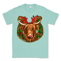 Seafoam christmas highland cow mistletoe Christmas Classic Tee - Jasminsmagicworld