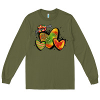 Army Green juneteenth hearts Long Sleeve Tee - MaliasSmallBusiness