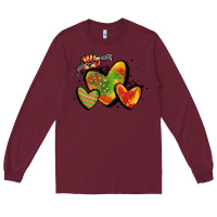 Burgundy juneteenth hearts Long Sleeve Tee - MaliasSmallBusiness