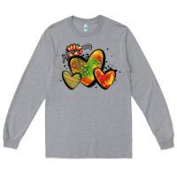 Heather Grey juneteenth hearts Long Sleeve Tee - MaliasSmallBusiness