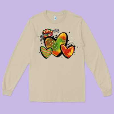 Juneteenth Hearts Long Sleeve Tee Designed By Maliassmallbusiness