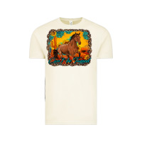 Vintage Arctic can't be tamed horse with sunflowers turquoise gemstone western sunset Vintage Tee - Artiststas