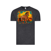 Vintage Black can't be tamed horse with sunflowers turquoise gemstone western sunset Vintage Tee - Artiststas