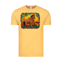 Vintage Mustard can't be tamed horse with sunflowers turquoise gemstone western sunset Vintage Tee - Artiststas