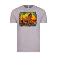 Vintage Zinc can't be tamed horse with sunflowers turquoise gemstone western sunset Vintage Tee - Artiststas